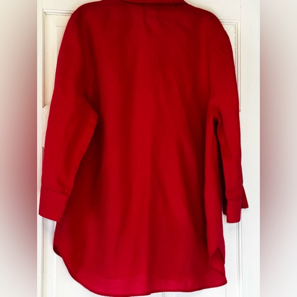 Chico's Raspberry Red Linen Blouse - Picture 2 of 7